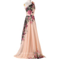 Grace Karin One Shoulder Floral Print Pattern Chiffon A line Prom Dresses CL7504